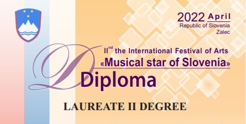 Победа на II международном конкурсе искусств «Musical star of Slovenia»